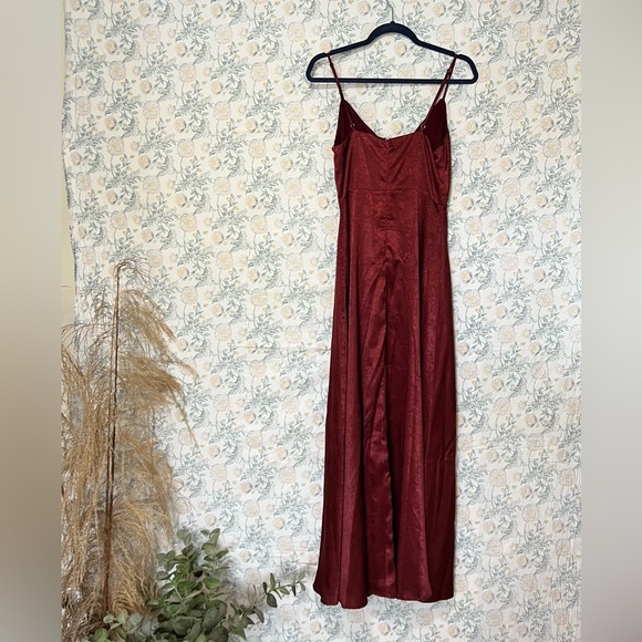 Lulus Constantine Burgundy Satin Maxi Dress - Picture 4 of 9